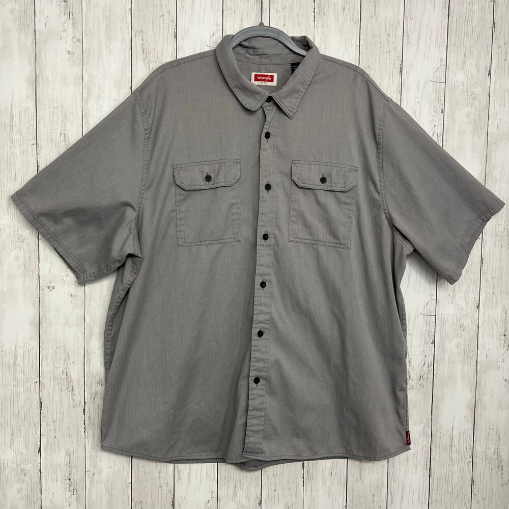 Wrangler Men's 2XL Gray Short Sleeve Shirt Stretch Cotton Utility Workwear